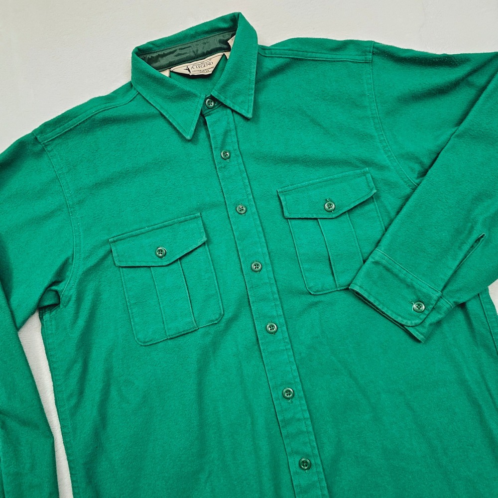 Eddie Bauer Chamois Shirt Mens L Green USA Vintage A Legend Outdoor Lumberjack